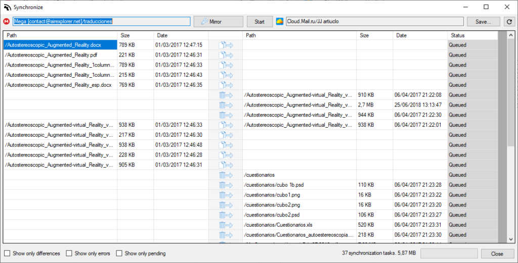 mirrorsync files on same server