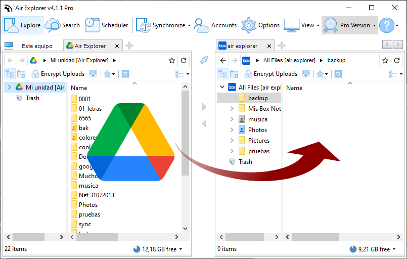 Move your Google Drive files to another clouds